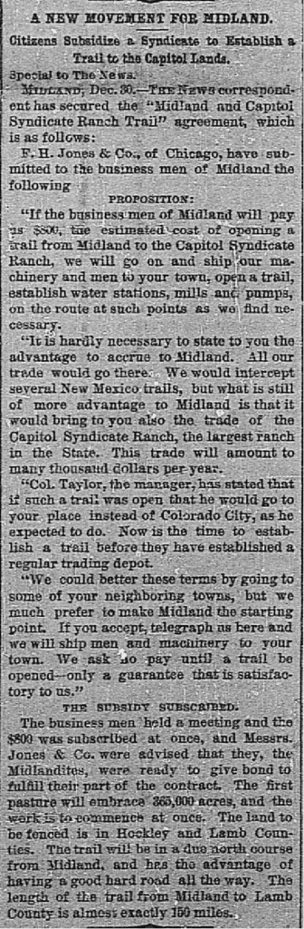 Historical Newspaper in Midland TX - Railway Coming to Midland